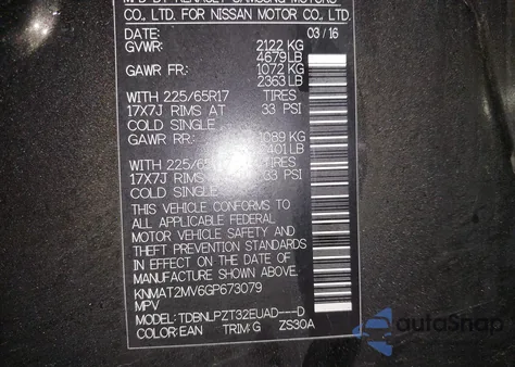 2016 Nissan Rogue S z USA, uszkodzony, nr VIN KNMAT2MV6GP673079